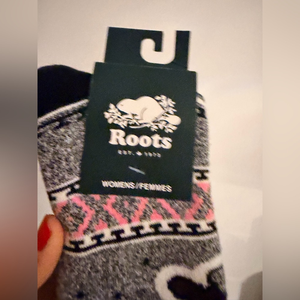 ROOTS Buddy Beaver Socks Salt and Pepper One Size Women’s BRAND NEW - Picture 6 of 8